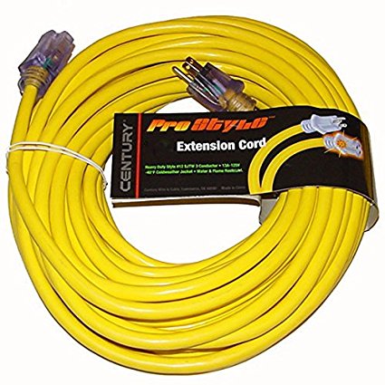 ProStyle 12 Gauge SJTW 3 Conductor 100 Foot Extension Cord With Lighted Ends - Yellow