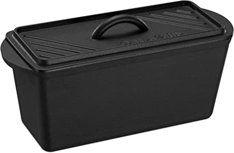 Navaris Bread Loaf Pan with Lid - Cast Iron Bread Baking Pan for Bulge Top or Flat Top Breads Meat Veg Meatloaf Banana Bread - Baking Tin 13x5 inches