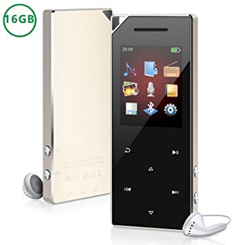 MP3 Music Player with Bluetooth 4.0 for Running 16GB Portable Digital Music Audio Player with FM Radio/Speaker Support Expandable up to 128GB Metal Shell Touch Buttons Control