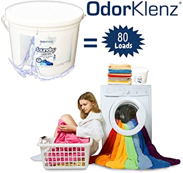 OdorKlenz Laundry Additive, Powder Large - 80 Loads, Odor Neutralizer, Made in The USA, HE Friendly & Safe for All Machines.