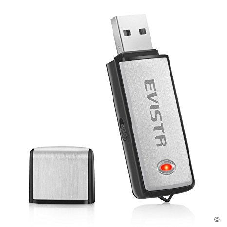 Evistr USB Flash Drive Voice Recorder Mini Small 8G U Disk with Hidden Spy Recorder Function (Grey/Black)