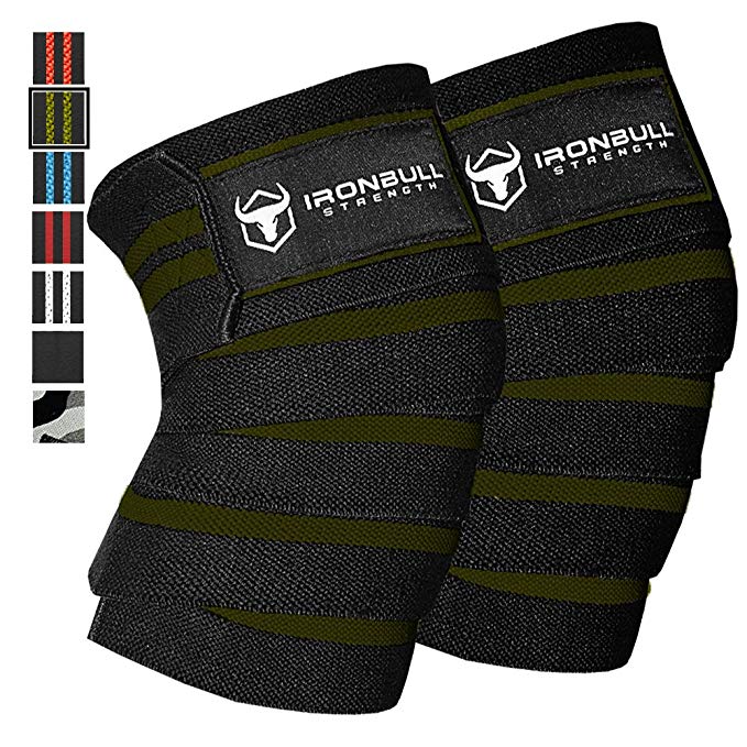 Knee Wraps (1 Pair) - 80" Elastic Knee and Elbow Support & Compression - For Weightlifting, Powerlifting, Fitness, WODs & Gym Workout - Knee Straps for Squats