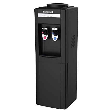 Honeywell HWB1052B Cabinet Freestanding Hot and Cold Water Dispenser with Stainless Steel Tank to help improve water taste and avoid corrosion, Child Safety Lock for Hot Water, Black