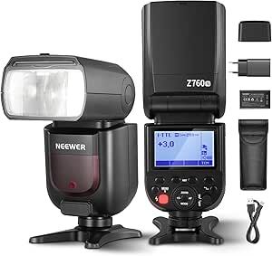 NEEWER Z760-N TTL Flash Speedlite, Speedlight Compatible avec Nikon DSLR, 76 WS GN60 2,4 G 1/8000s HSS Speedlight, Conversion TCM, Chargeur:7,4 V/2600mAh, 480 Flashs Pleine Puissance