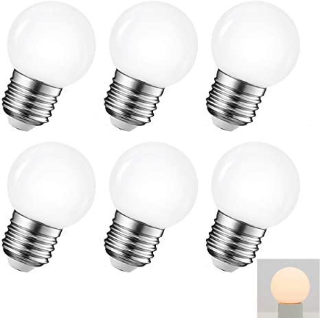 MZyoyo g45 led Bulb,E26/E27 Base 1W led Edison Bulb,Soft White 3000K,Not Dimmable LED Globe Bulb,for Ceiling Fan,Night Light,Chandelier,Vanity Light Bulb AC120V 6 Pack