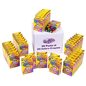 Creative Kids Bulk Classroom Crayons – 36 Packs of 24 Bright, Vibrant Wax Coloring Crayons for Preschool, Kindergarten, Elementary School & Art Class Teachers – ASTM Certified Non Toxic