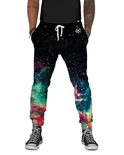 INTO THE AM Men's Fleece Joggers - Premium Galaxy Print Sweat Pants