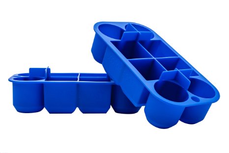 Scotch Rocks Ice Stacks DUO Stackable 8 Cavity Jumbo Silicone Ice Cube Tray Set of 2 Trays