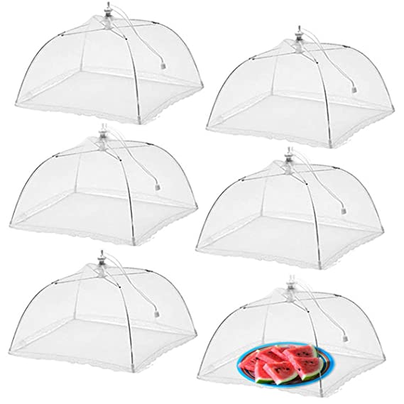 Wisdom Pop-Up Mesh Food Covers Tent Umbrella 6 Pack Large 17 inch Reusable and Collapsible Screen Net Protectors for Outdoors Parties Picnics BBQs Keep Out Flies Bugs Mosquitoes