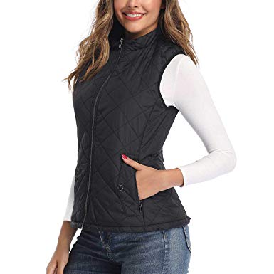 Art3d Women's Vests - Padded Lightweight Vest for Women, Stand Collar Quilted Gilet with Zip Pockets
