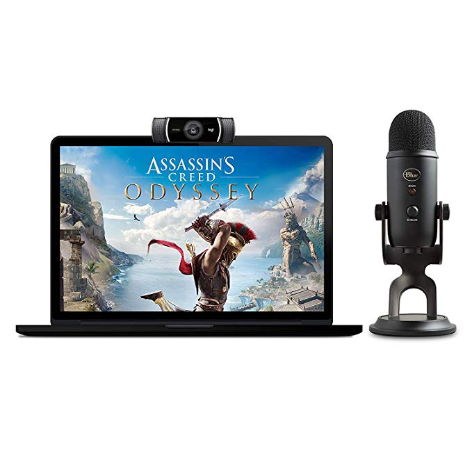 Logitech C922x Pro Stream Webcam   Blue Yeti Assassin's Creed Odyssey Bundle – Full 1080p HD Camera – Multi-Pattern Condenser USB Microphone for Streaming