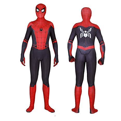 Silica Gel Spider Logo Unisex Lycra Spandex Zentai Halloween 2019 New far from Home New Spiderman Cosplay Costumes Adult/Kids
