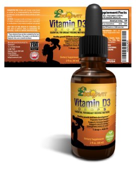 liquid Vitamin D 3 - 2140 Servings 400IU Pure Vegetarian Drops D3 - Perfect Dose for Infants and Adults, Highest Quality, Purity Tested - Satisfaction Guaranteed