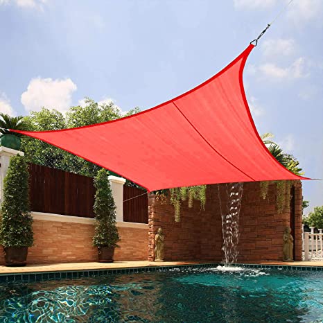 Artpuch Sun Shade Sails Canopy, 185GSM Shade Sail UV Block for Patio Garden Outdoor Facility and Activities (12'x12', Scarlet)