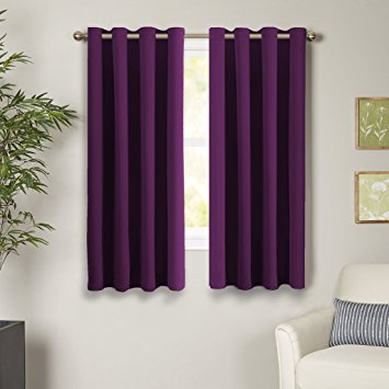 Blackout Room Darkening Solid Curtains, Purple/ Lavender Curtains, Thermal Insulated Grommet Curtains for Bedroom, 52" W x 63" L (Set of 2 Panels), sold by TURQUOIZE