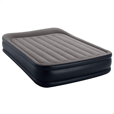 Intex Dura-Beam® Plus Deluxe Pillow Rest Air Mattress Fiber-Tech Air Bed 16.5" Queen w/ Built-in Electric Pump - 64136 np