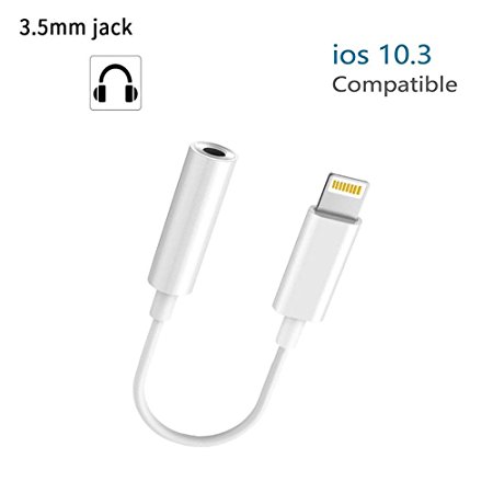 iPhone 7 Adapter, Lightning to 3.5 mm Headphone Jack Adapter, Sprtjoy Lightning Connector to 3.5mm AUX Female Audio Jack Earphone Extender Jack Stereo for iPhone 7 7 Plus - Support IOS 11 or Later