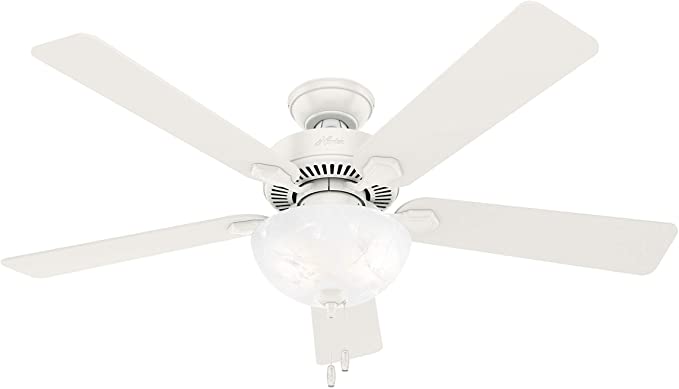 HUNTER 50908 Swanson Indoor Ceiling Fan with LED Lights and Pull Chain Control, 52", Fresh White