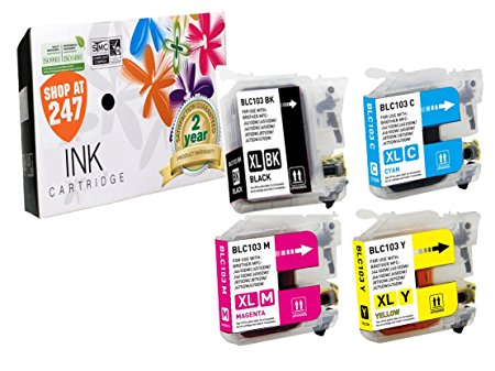 Compatible Brother LC103BK,LC103C,LC103Y,LC103M XL High Yield ink cartridges for MFC-J4310DW,J4410DW, J4510DW,J4610DW,J4710DW,J6520DW,J6720DW,J6920DW color (4 pc LC103 Black,Cyan,Yellow,Magenta)