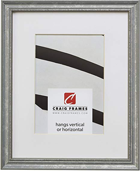 Craig Frames 314SI 12 x 16 Inch Ornate Silver Picture Frame Matted to Display an 8 x 12 Inch Photo