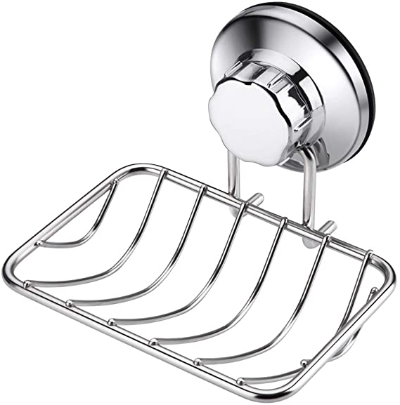 ARCCI Suction Cup Soap Dish Holder - Durable Stainless Steel Shower Soap Dish Saver for Bathroom Kitchen Shower