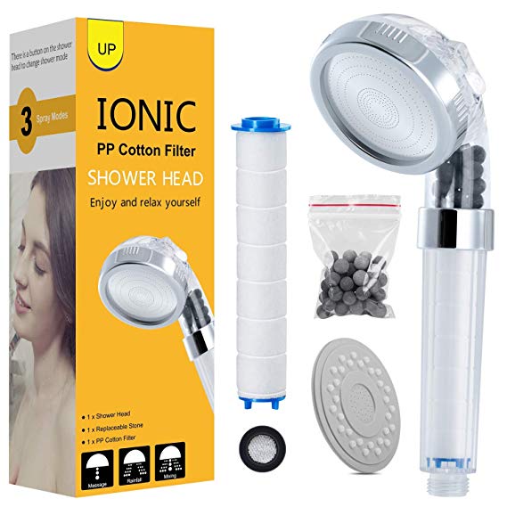 Shower Head, Magichome Upgraded Shower Head for Low Water Pressure, Hard Water, Universal Filter Ionic Stone Shower Head with 3 Sprays Modes, Contains Extra Replaceable Accessories