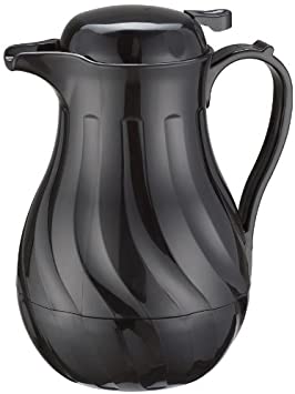 Winco Push Button Insulated Beverage Server with Swirl Design, 42-Ounce, Black