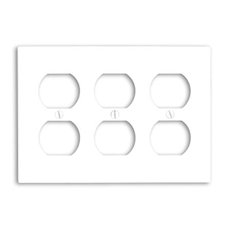 Leviton 88030 3-Gang Duplex Device Receptacle Wallplate, Standard Size, Thermoset, Device Mount, White