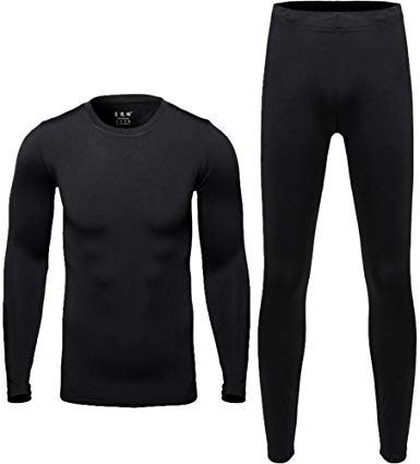 Men Thermal Underwear Set - Winter Skiing Mens Warm Top and Bottom Set Thermal Long Johns