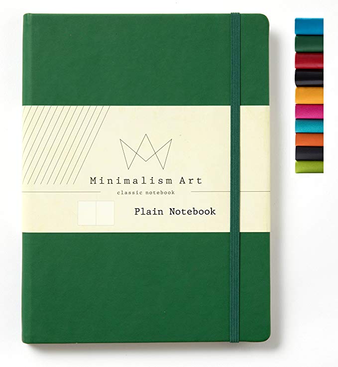 Minimalism Art | Classic Notebook Journal, Size: 8.3" X 11.4", A4, Green, Plain/Blank Page, 192 Pages, Hard Cover/Fine PU Leather, Inner Pocket, Premium Thick Paper-100gsm | Designed in San Francisco