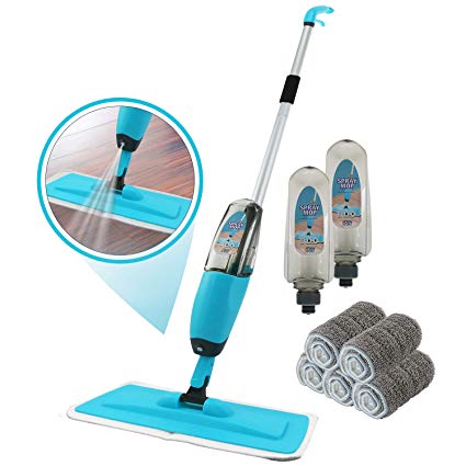 Kray Spray Mop Kit Strongest Heaviest Duty Mop Set - Best Floor Mop Easy to Use - 360 Spin Microfiber Mop with Integrated Sprayer - Includes 3 Refillable 700ml Bottles & 5 Reusable Microfiber Pads