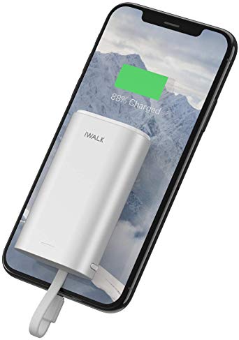 iWALK Portable Charger 9000mAh Ultra-Compact Power Bank with Built-in Cable, External Battery Pack Compatible with iPhone 11, 11 Pro, 11 Pro Max, XS, XR, X, 8, 8 Plus, 7, iPad, iPod and More