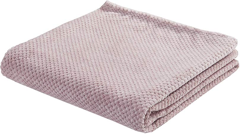 SOCHOW Flannel Fleece Throw Blanket with Super Soft Waffle Textured Patterns, Warm, Lightweight, Versatile for All Seasons, Perfect for Bed Sofa Couch (60 x 80 Inches), Purple