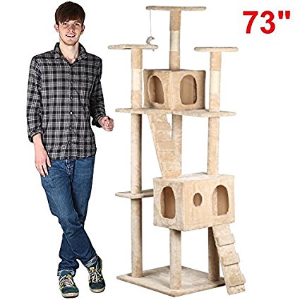 Yaheetech 73-Inch Cat Tree Scratcher Play House Condo Beige