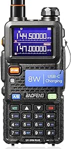 BAOFENG UV-5RM Plus 8W Ham Radio, UHF VHF Multi-Band Two Way Radio, NOAA FM AM(Airband) Receiver, Long Range Rechargeable Handheld Walkie Talkies, 2500mAh Battery USB-C Port, Support Chirp, 1 Pack