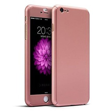 Luxury Hybrid Tempered Glass   Acrylic Hard Case Cover For iPhone 6S Plus 3 in 1 Design Front Cover & Back Case & Glass Film (iPhone 6S Plus_Gold Rose)