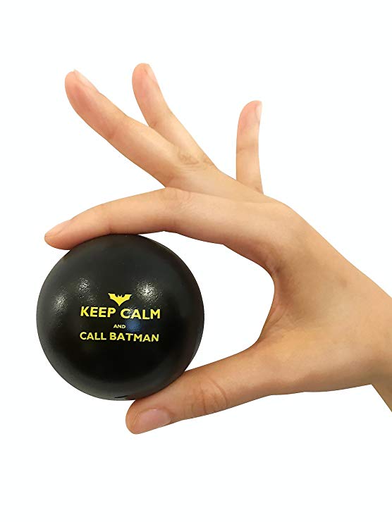 Pure Origins | Keep Calm and Call Batman | Novelty Humor Stress Ball | Squeeze Ball Gift | Fidget Accessory for Stress Relief, Special Needs, Concentration, Motivation, ADHD, and Team Building (Black)