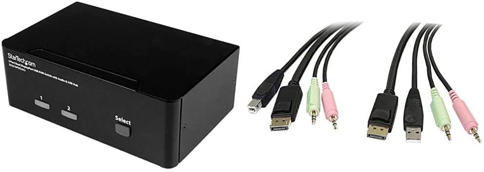 StarTech.com 2-Port DisplayPort KVM Switch & 4 in 1 DisplayPort KVM Switch Cable