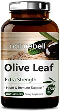 NatureBell Olive Leaf Extract 750mg, 180 Capsules, Active Polyphenols and Oleuropei, Supports Immune and Cardiovascular Health, Non-GMO, Made in USA