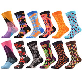 WeciBor Men's Funny Casual Combed Cotton Novelty Colorful Crazy Socks Pack