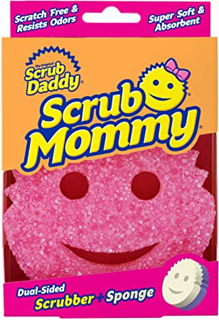 Scrub Daddy- Scrub Mommy - Dual Sided Sponge & Scrubber, Soft in Warm Water, Firm in Cold, FlexTexture, Deep Cleaning, Dishwasher Safe, Multipurpose, Scratch Free, Odor Resistant, Ergonomic (1 Count)