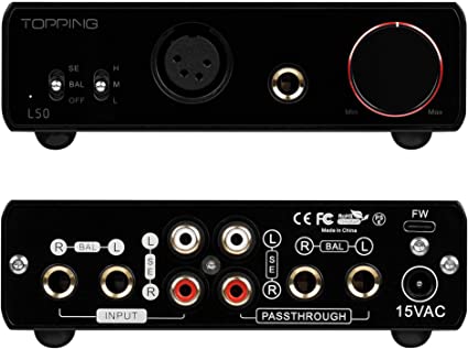 Topping L50 Amplifier NFCA Modules 0.3uV Ultra Low Noise Cost-Effective Bypass Output Headphone Amplifier (Black)