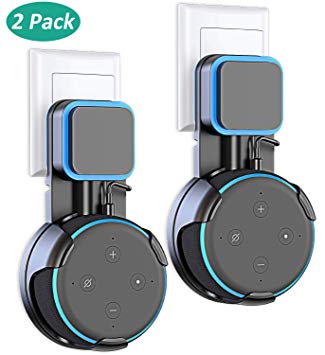 Bovon 2 Packs for Dot 3rd Generation Wall Mount Outlet Stand Holder with Anti-Slip Rubber Gasket, Exposed Speaker Grill, Mic and Lights, Best Space-Saving Accessories Without Wire Clutter