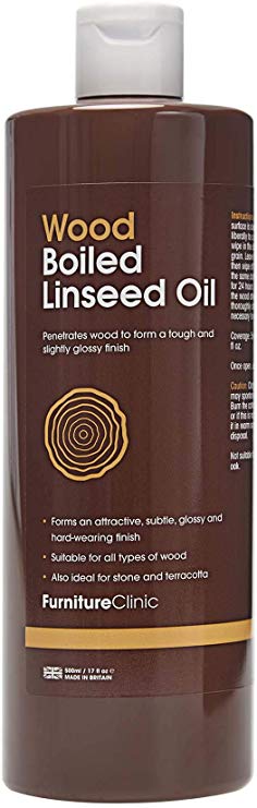 Furniture Clinic Boiled Linseed Oil for Wood Furniture & More | 500ml Refined Oil | Glossy Finish for furniture, table tops, stone & metal