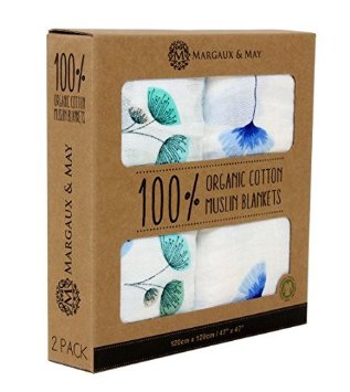 Organic Muslin Swaddle Blanket - Margaux & May - X Large Swaddling Blankets - Ginkgo & Dandelion