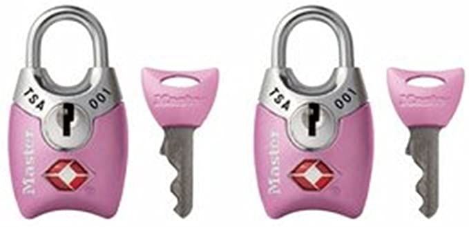 Master Lock 4689TPNK TSA Accepted Luggage Locks with Keys, Pink, 2-Pack