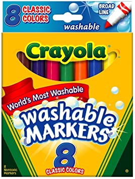 Crayola Washable Markers, Broad Point, Classic Colors, 8/Pack (58-7808) (Pack of 3), Multi