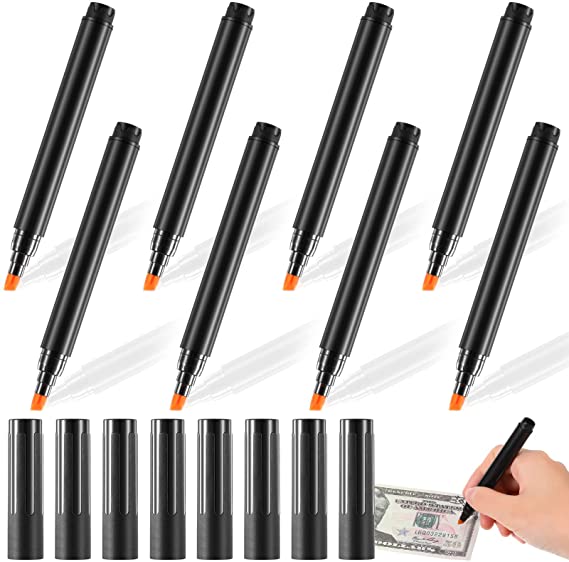 Counterfeit Bill Detector Pen Fake Bill Checker Money Tester Pen Universal Detect False Currency Pen Bills Counterfeit Detector (8 Pieces)