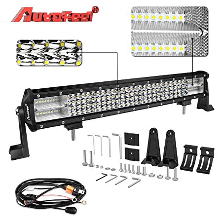 LED Light Bar, Autofeel 20 inch 390W Quad Row Driving Lights Spot Flood Combo Beam Light Bar Off Road Lights with Mounting Brackets and Wiring Harness for Truck Jeep ATV UTV Wrangler SUV