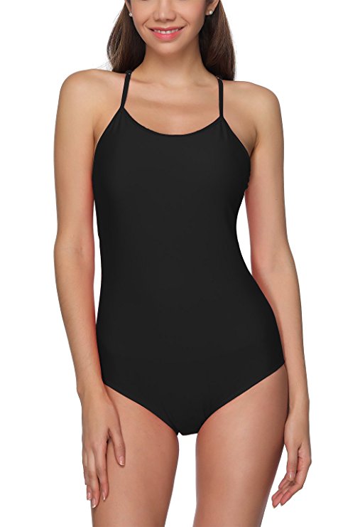 FOMONGYI Womens One Piece Beach Swimsuit With Adjustable Strap Athletic Bathing Suit